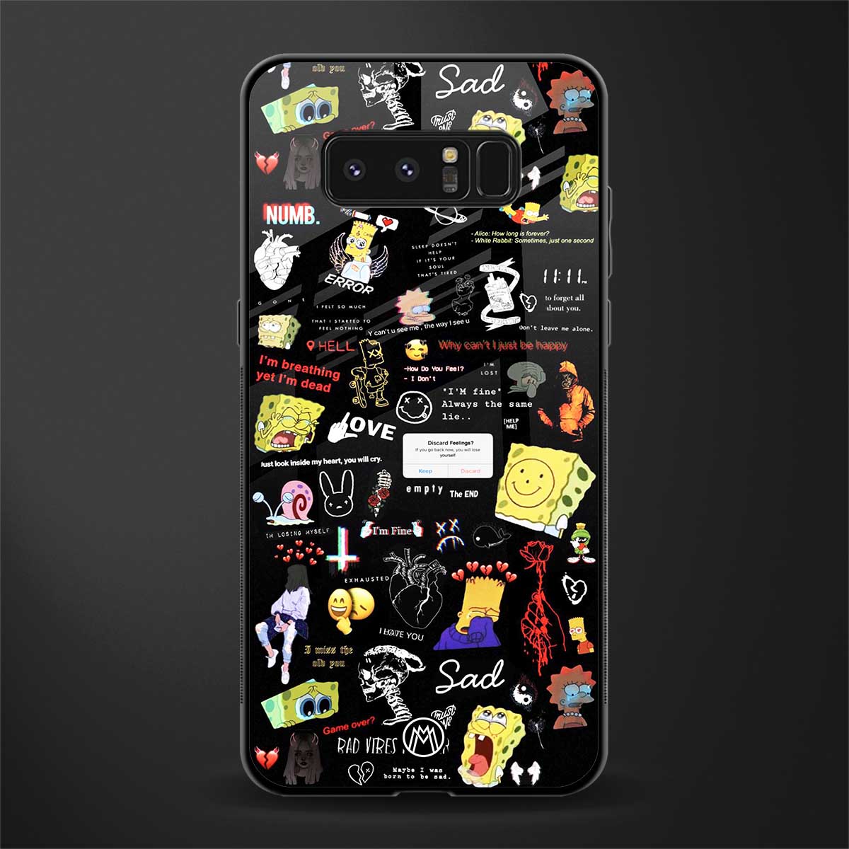 black aesthetic collage glass case for samsung galaxy note 8 image
