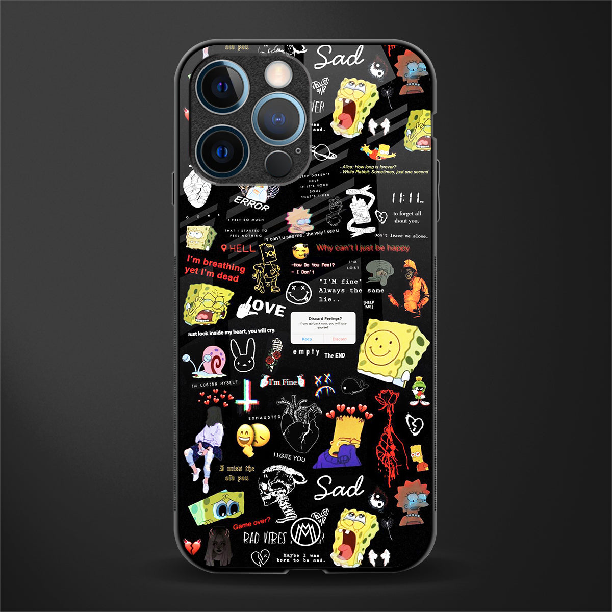 black aesthetic collage glass case for iphone 12 pro image
