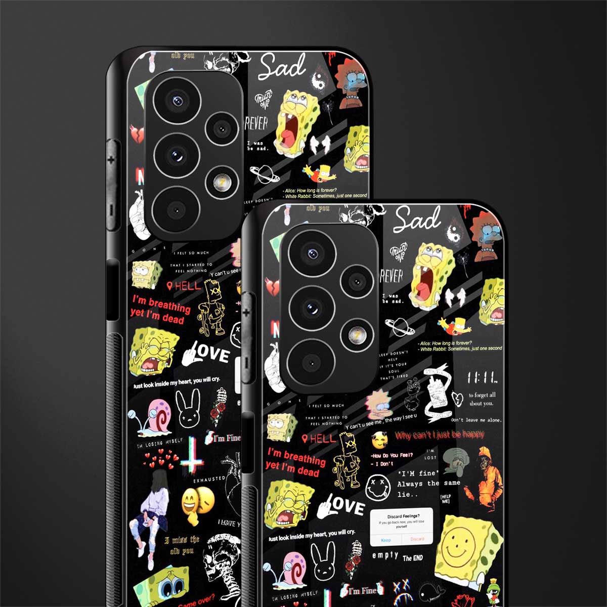 black aesthetic collage back phone cover | glass case for samsung galaxy a13 4g