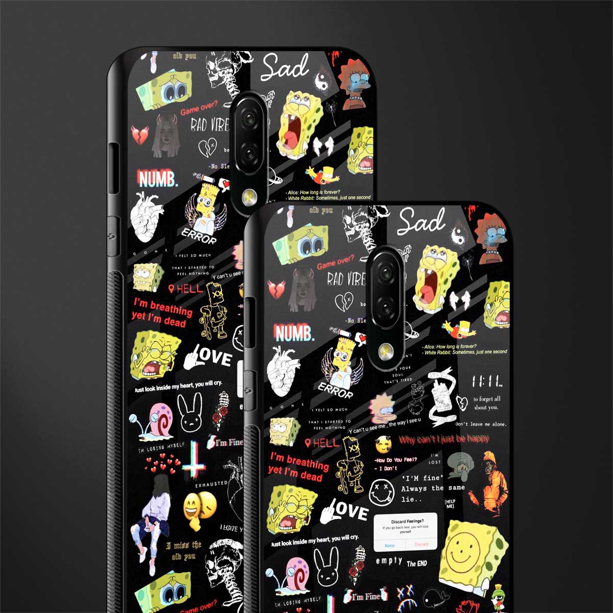 black aesthetic collage glass case for oneplus 7 image-2