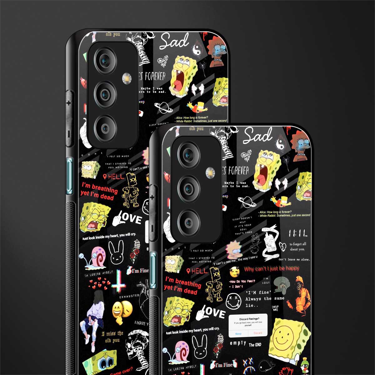 black aesthetic collage back phone cover | glass case for samsung galaxy f23 5g