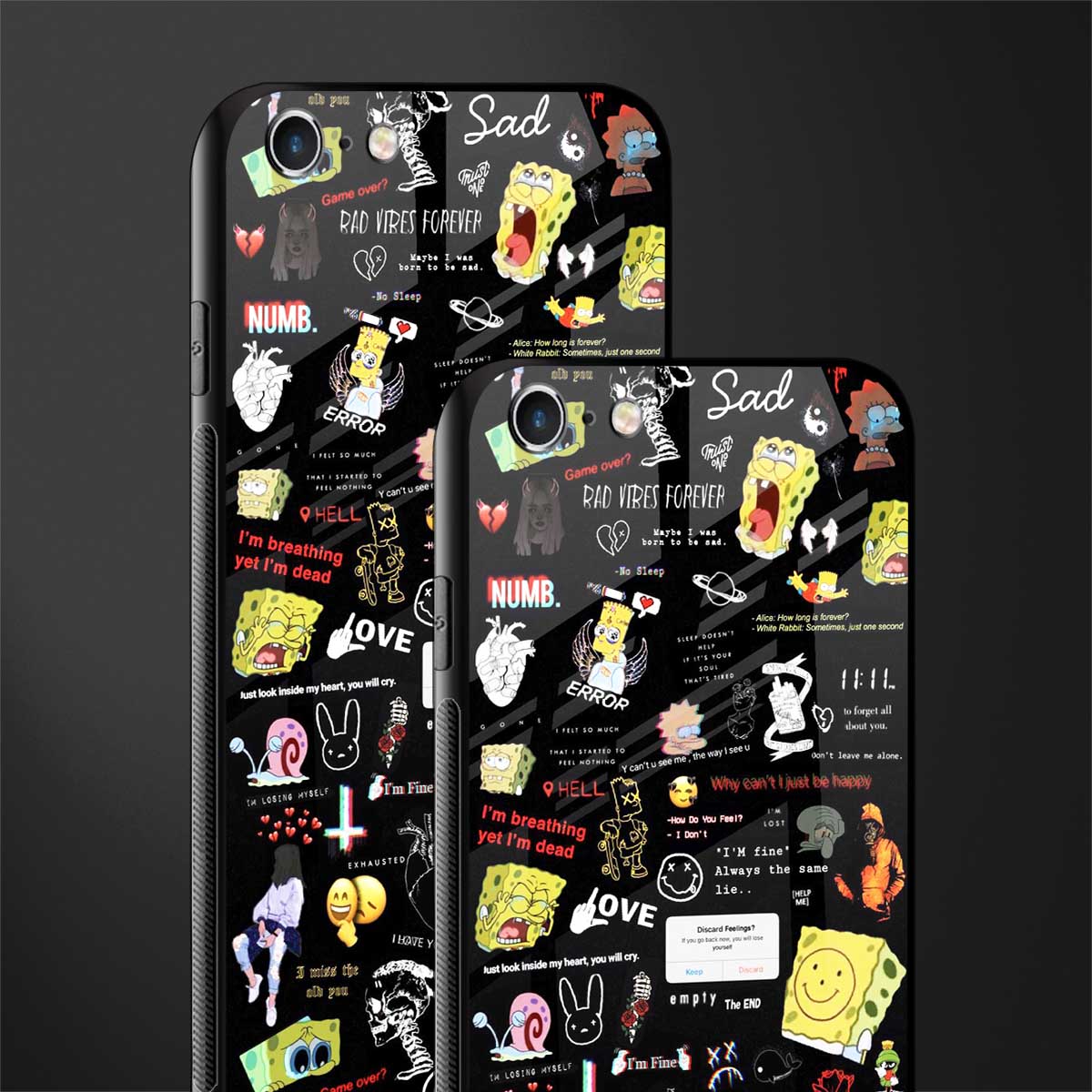 black aesthetic collage glass case for iphone 6 image-2