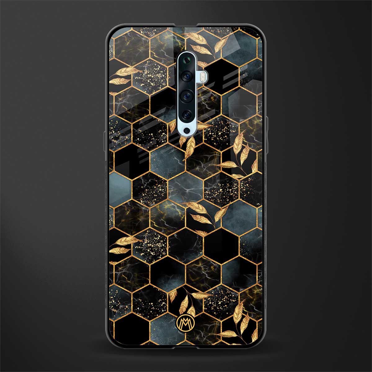 black blue tile marble glass case for oppo reno 2f image