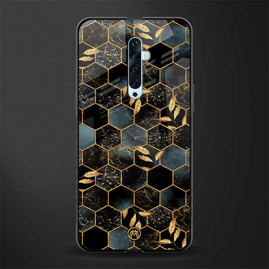 black blue tile marble glass case for oppo reno 2f image