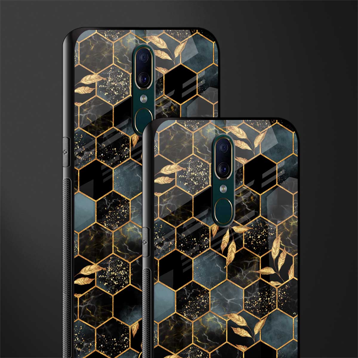 black blue tile marble glass case for oppo f11 image-2