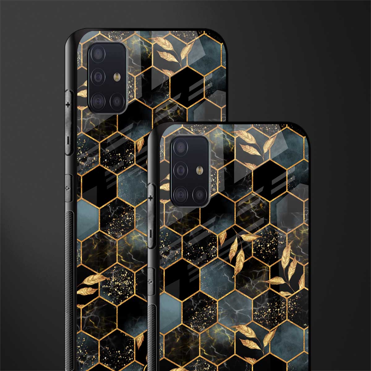black blue tile marble glass case for samsung galaxy a71 image-2