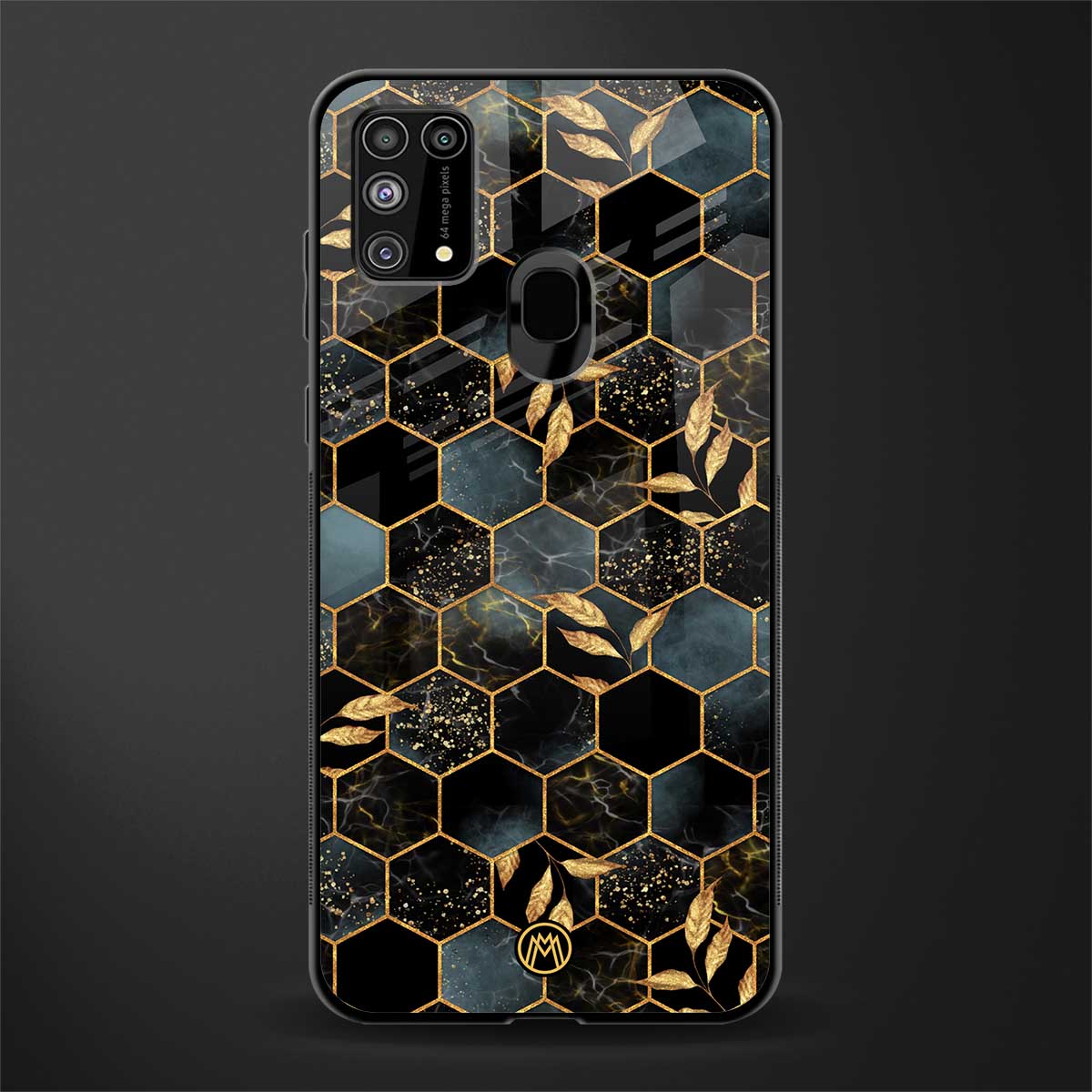 black blue tile marble glass case for samsung galaxy f41 image