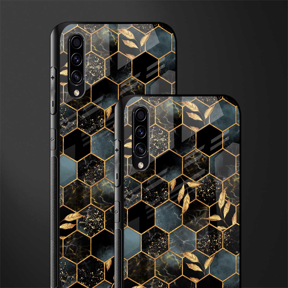 black blue tile marble glass case for samsung galaxy a70 image-2