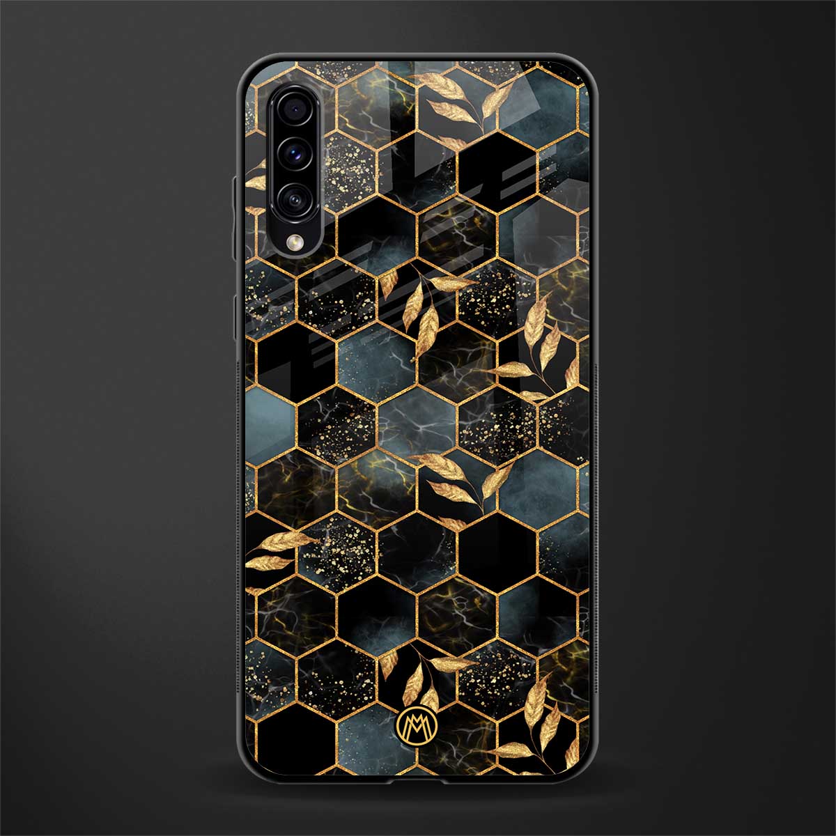 black blue tile marble glass case for samsung galaxy a70 image