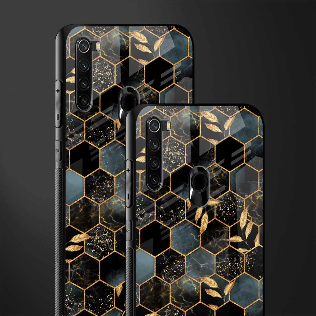 black blue tile marble glass case for redmi note 8 image-2