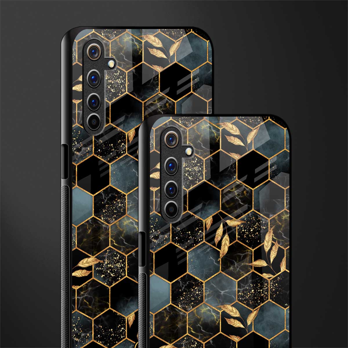 black blue tile marble glass case for realme 6i image-2