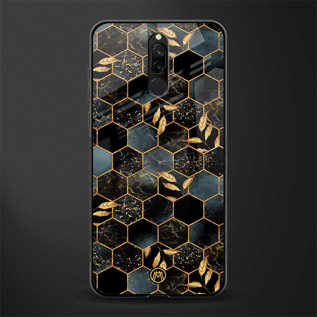 black blue tile marble glass case for redmi 8 image