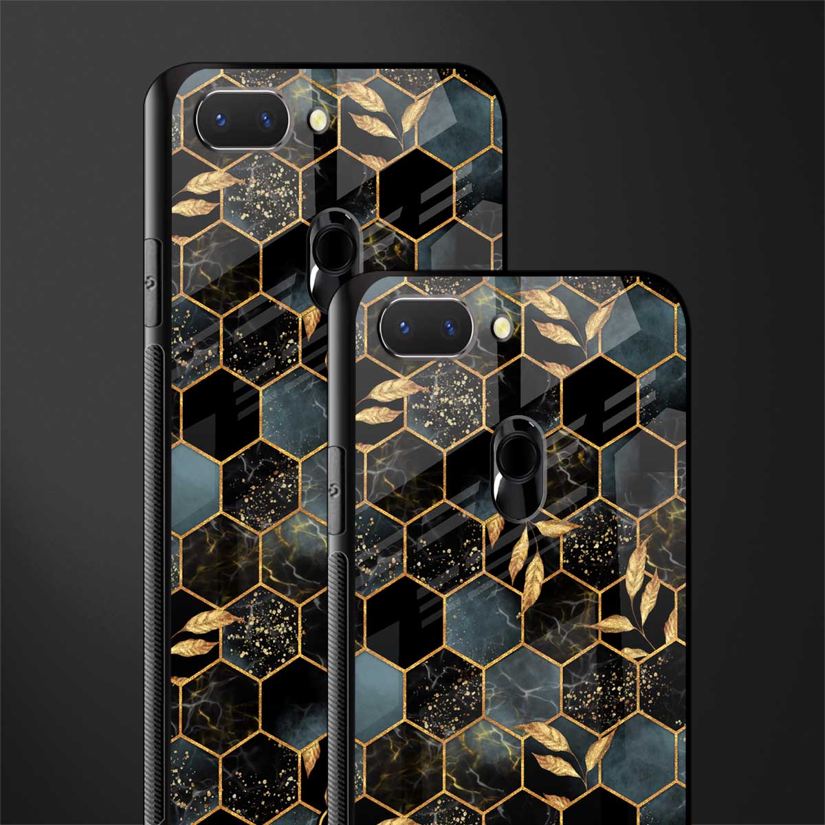 black blue tile marble glass case for oppo a5 image-2