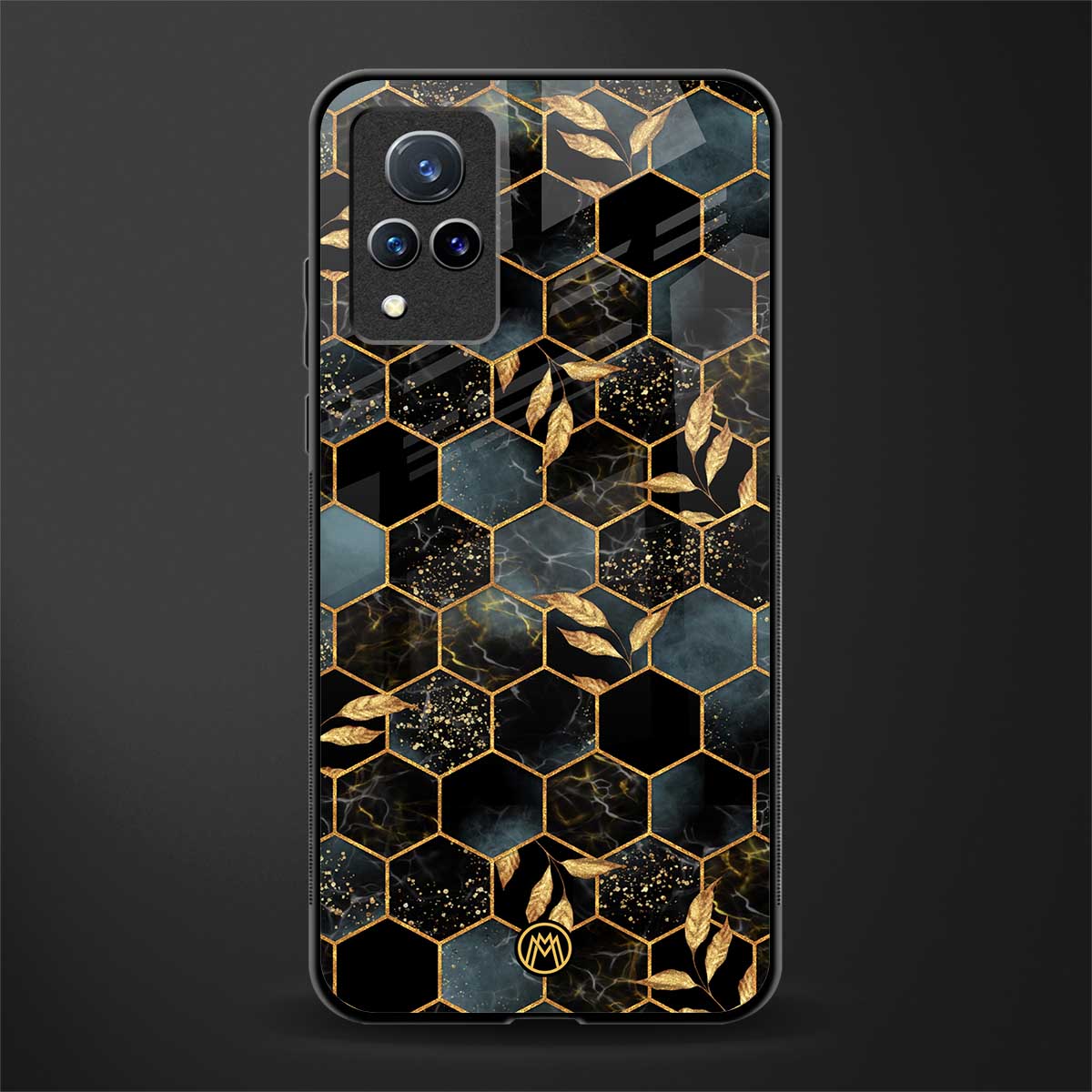 black blue tile marble glass case for vivo v21 5g image