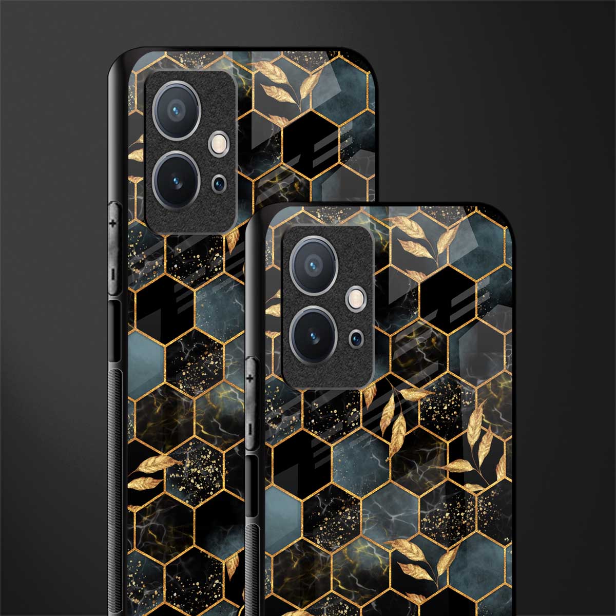 black blue tile marble glass case for vivo y75 5g image-2