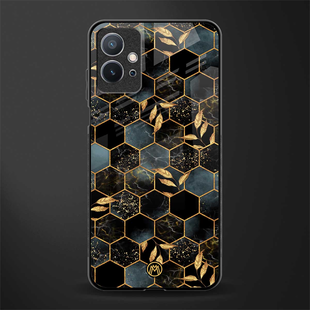 black blue tile marble glass case for vivo y75 5g image