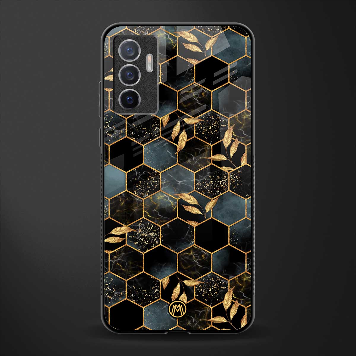 black blue tile marble glass case for vivo v23e image