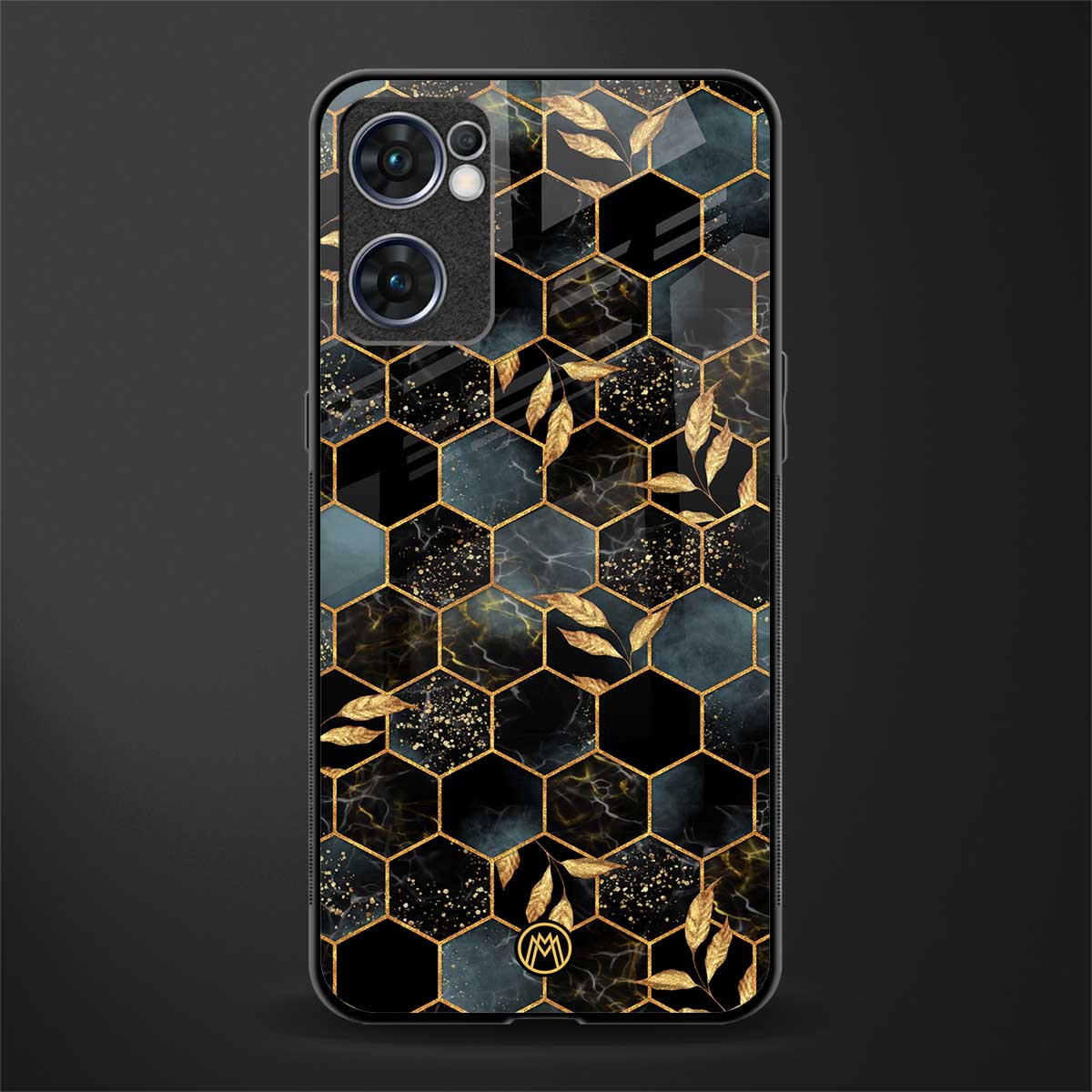 black blue tile marble glass case for oppo reno7 5g image