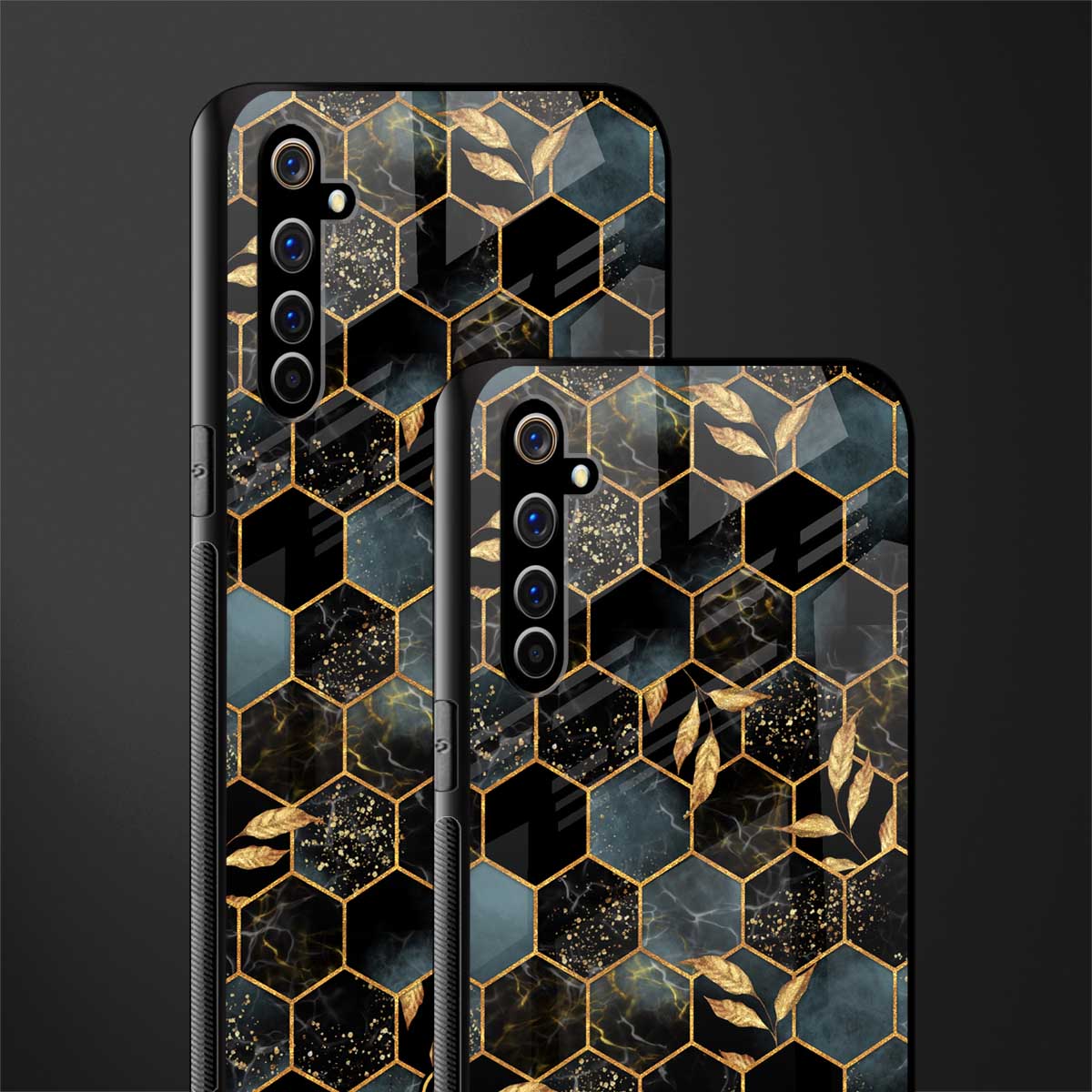 black blue tile marble glass case for realme x50 pro image-2