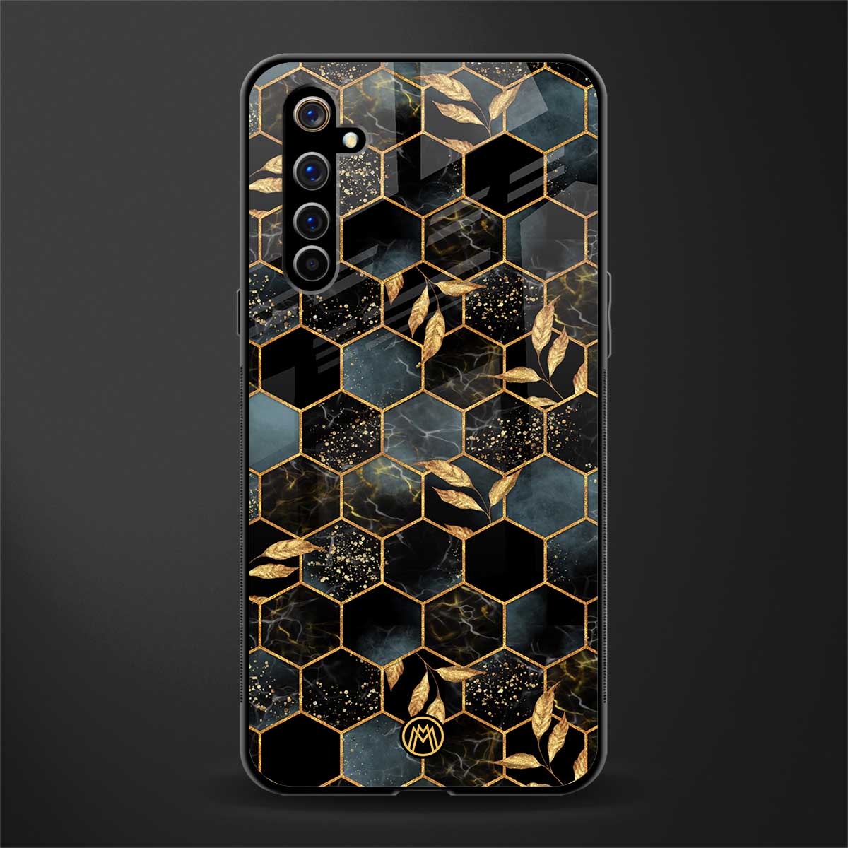 black blue tile marble glass case for realme x50 pro image