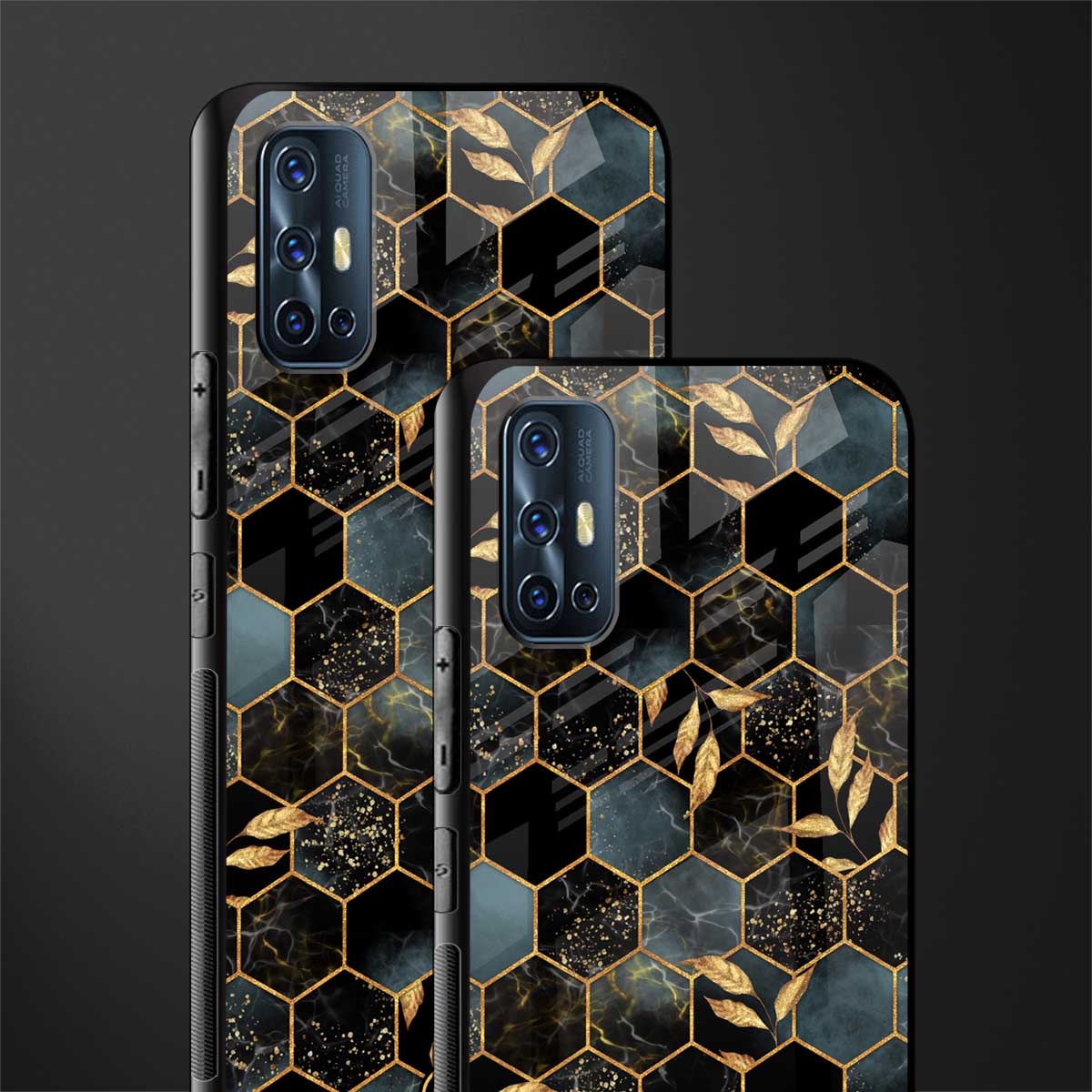 black blue tile marble glass case for vivo v17 image-2