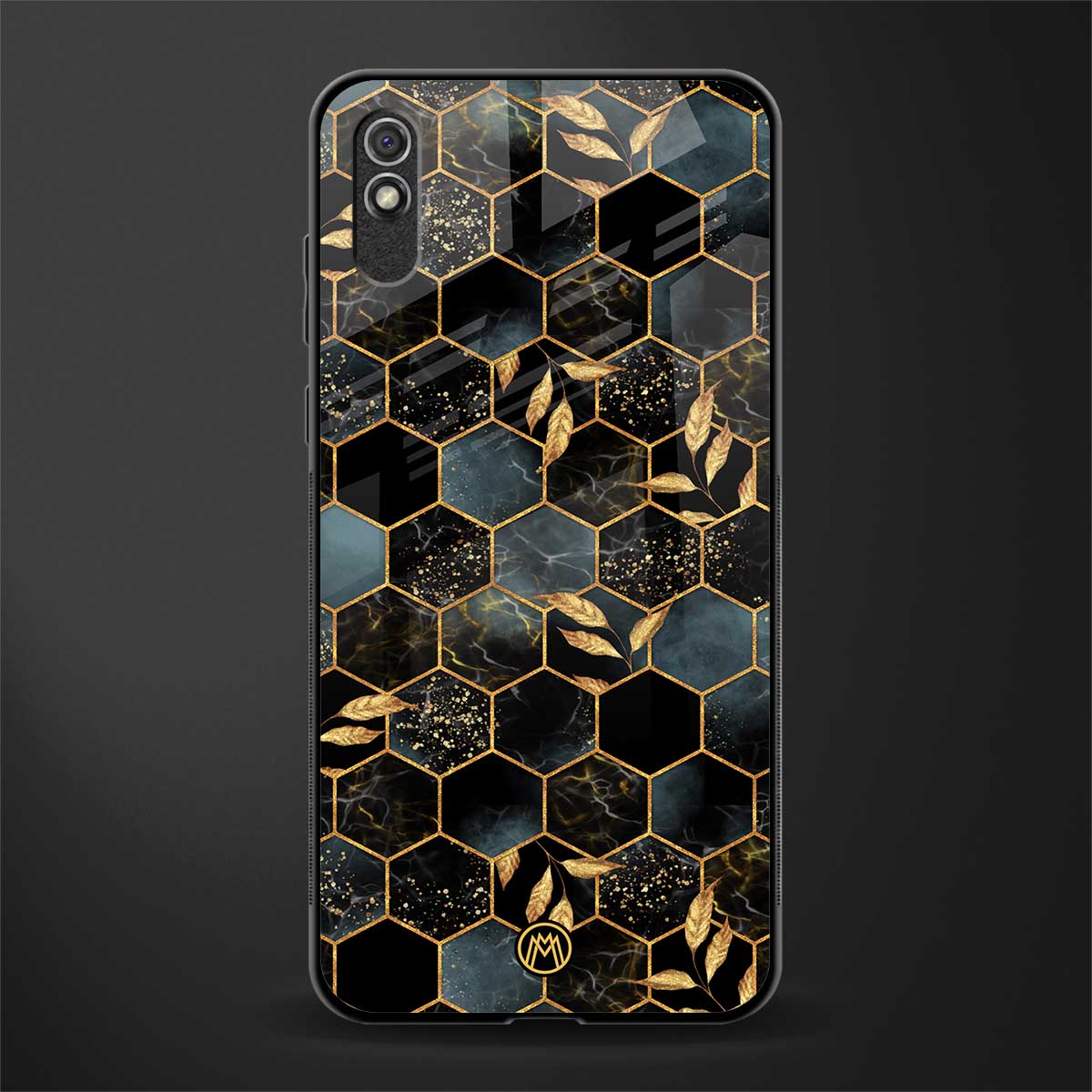 black blue tile marble glass case for redmi 9i image