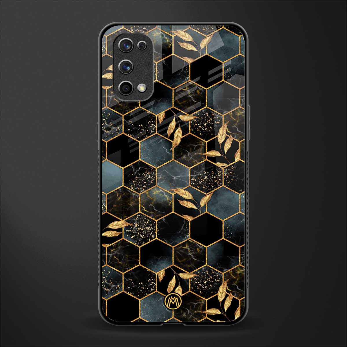 black blue tile marble glass case for realme 7 pro image