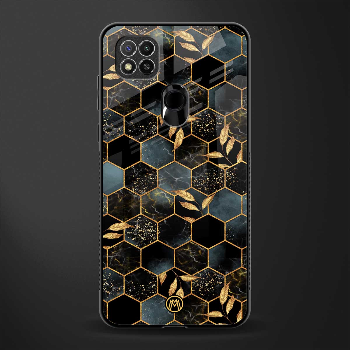 black blue tile marble glass case for redmi 9 image