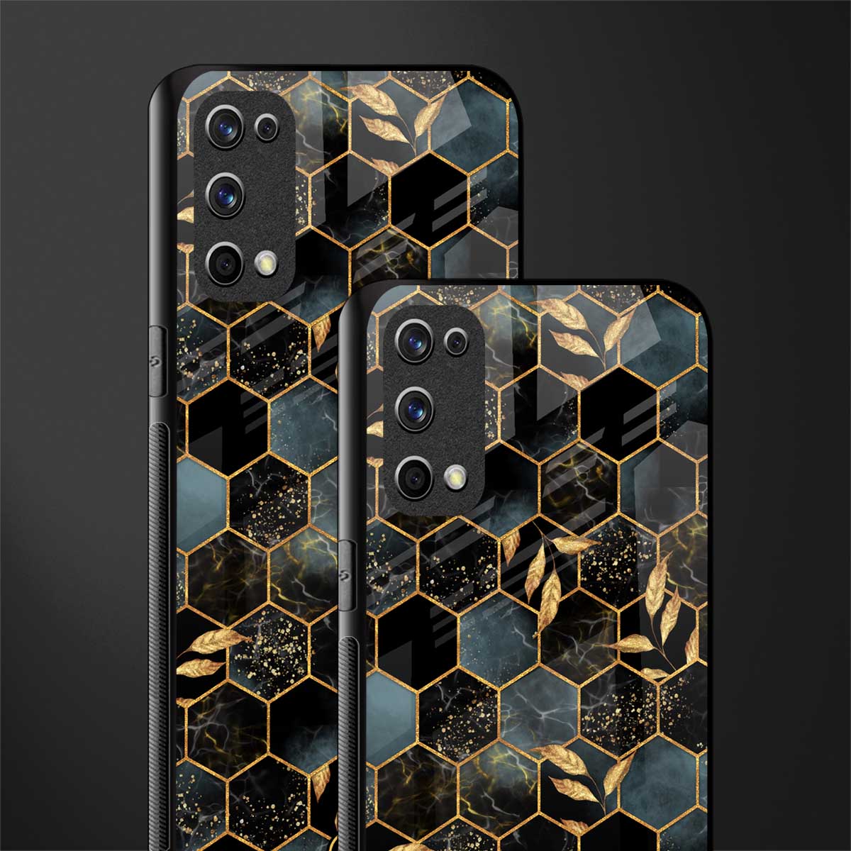 black blue tile marble glass case for realme x7 pro image-2