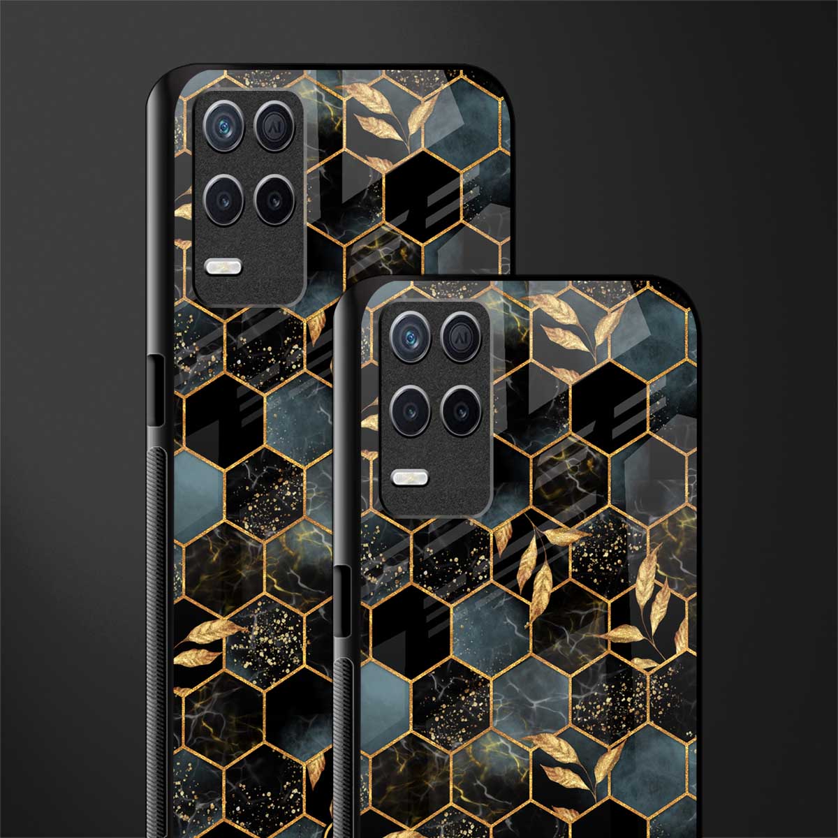 black blue tile marble glass case for realme narzo 30 5g image-2