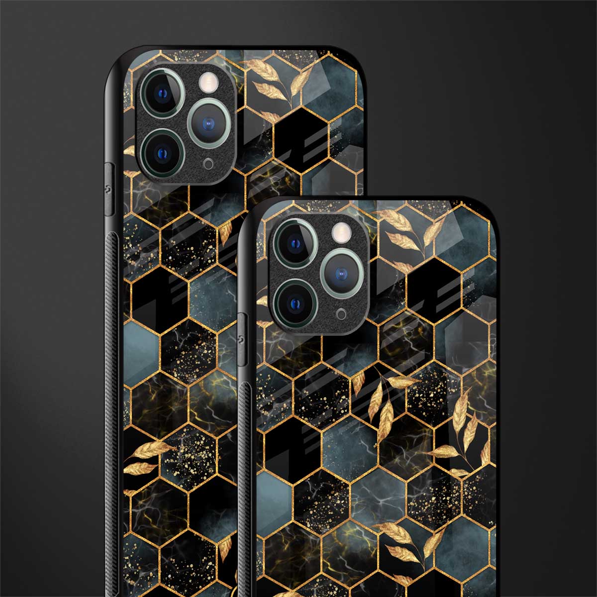 black blue tile marble glass case for iphone 11 pro image-2