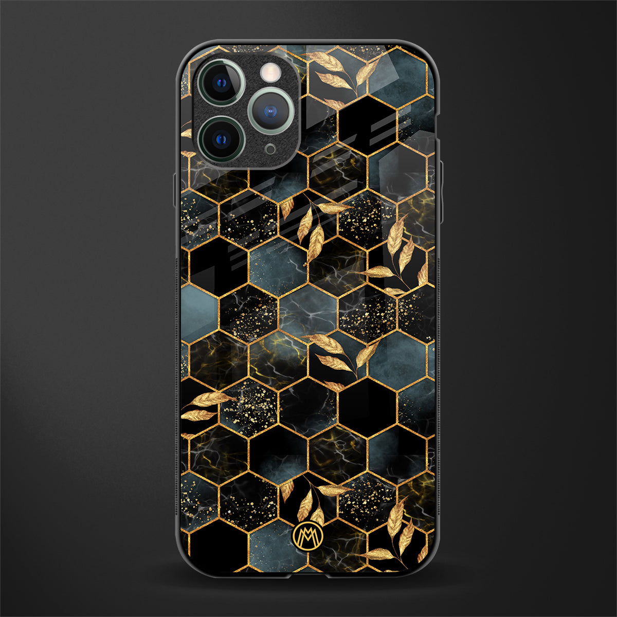 black blue tile marble glass case for iphone 11 pro image