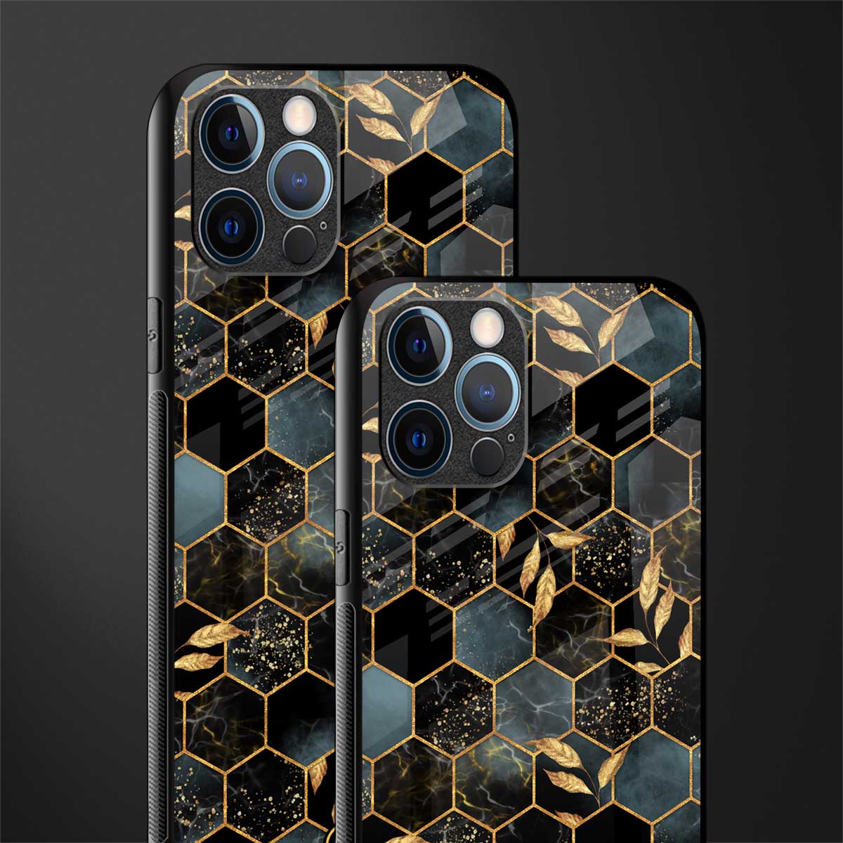 black blue tile marble glass case for iphone 12 pro max image-2