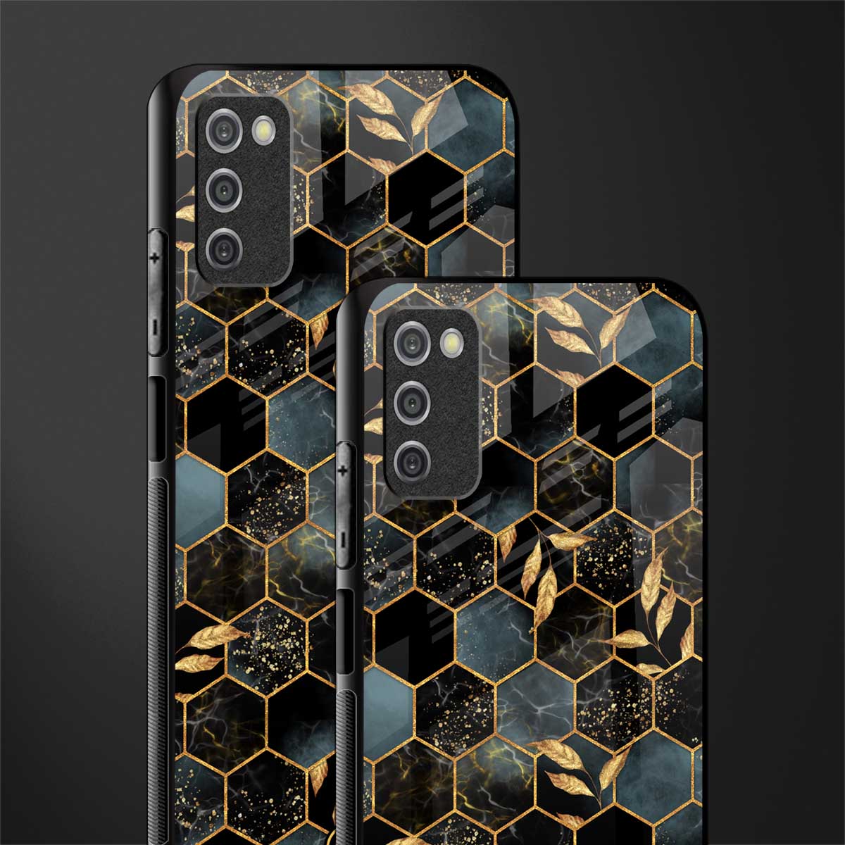 black blue tile marble glass case for samsung galaxy a03s image-2