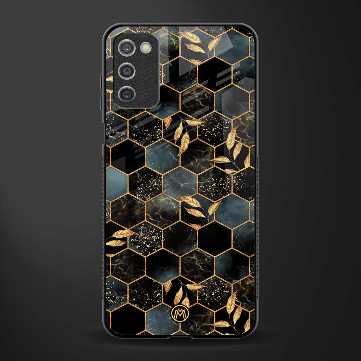 black blue tile marble glass case for samsung galaxy a03s image