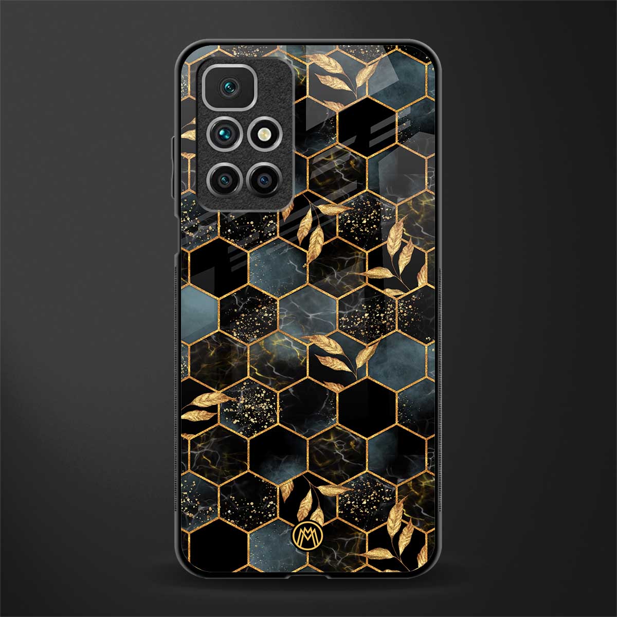 black blue tile marble glass case for redmi 10 prime image