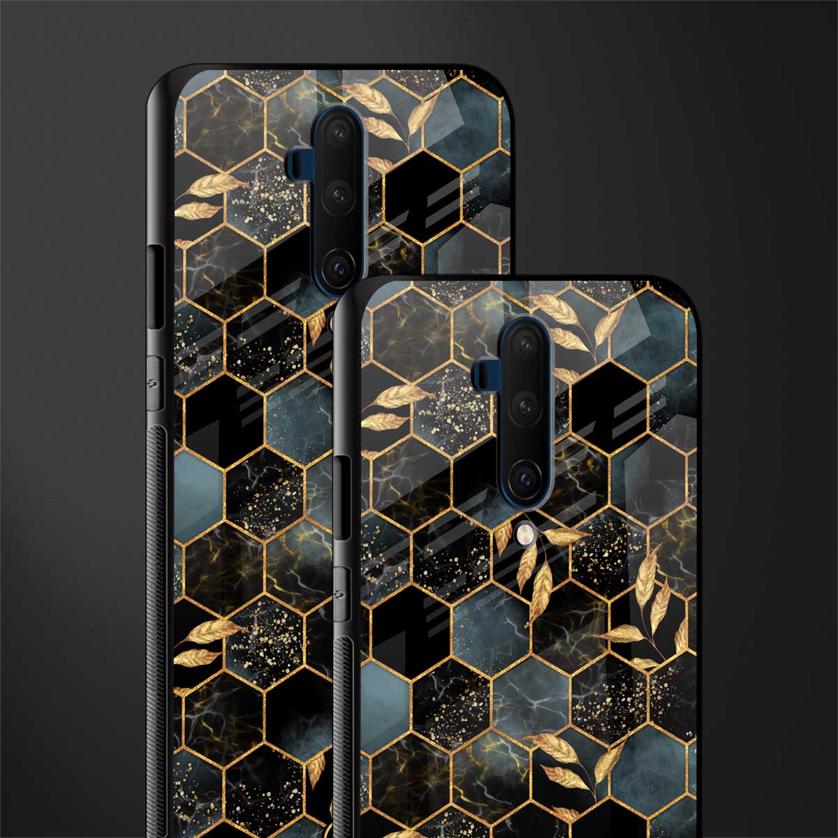 black blue tile marble glass case for oneplus 7t pro image-2