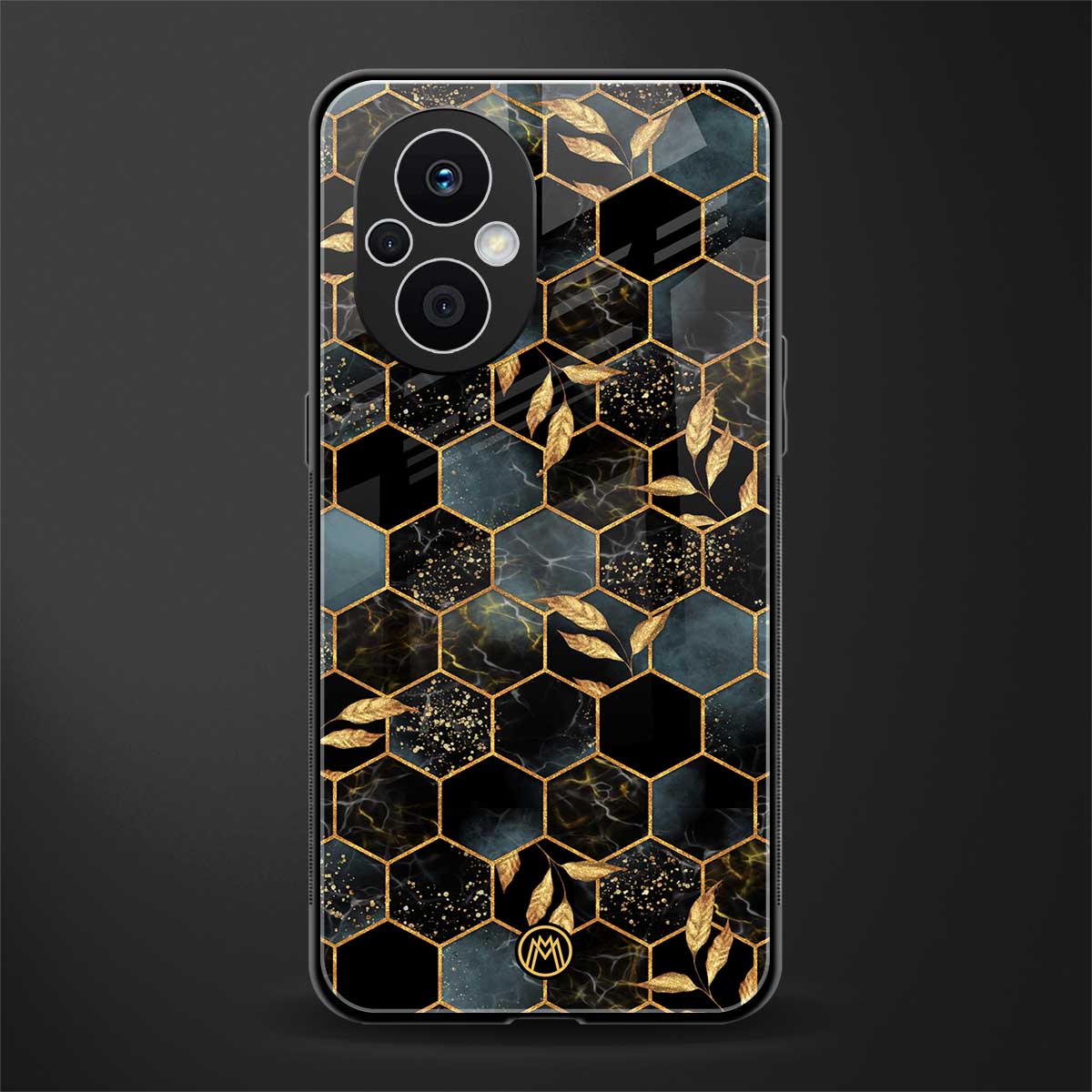 black blue tile marble back phone cover | glass case for oppo f21 pro 5g