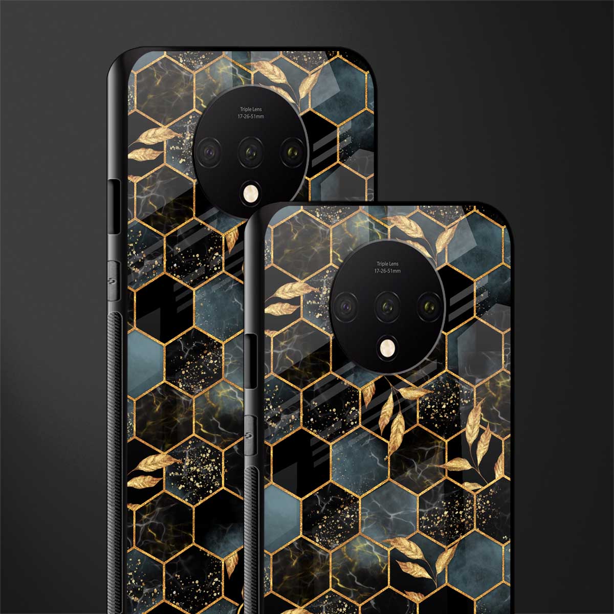 black blue tile marble glass case for oneplus 7t image-2