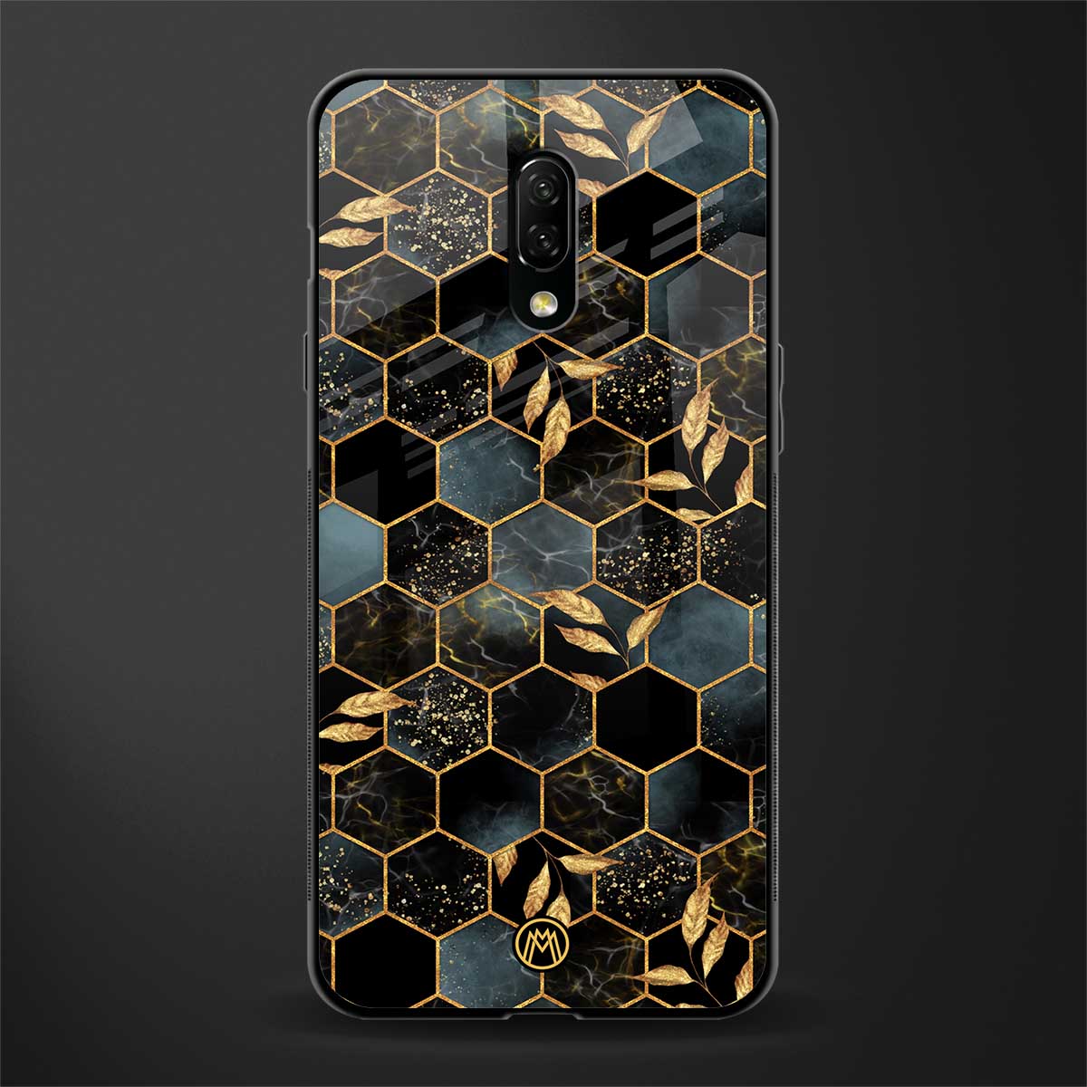 black blue tile marble glass case for oneplus 7 image