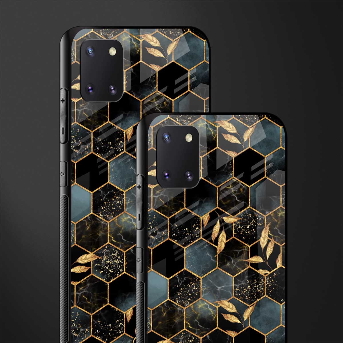 black blue tile marble glass case for samsung a81 image-2