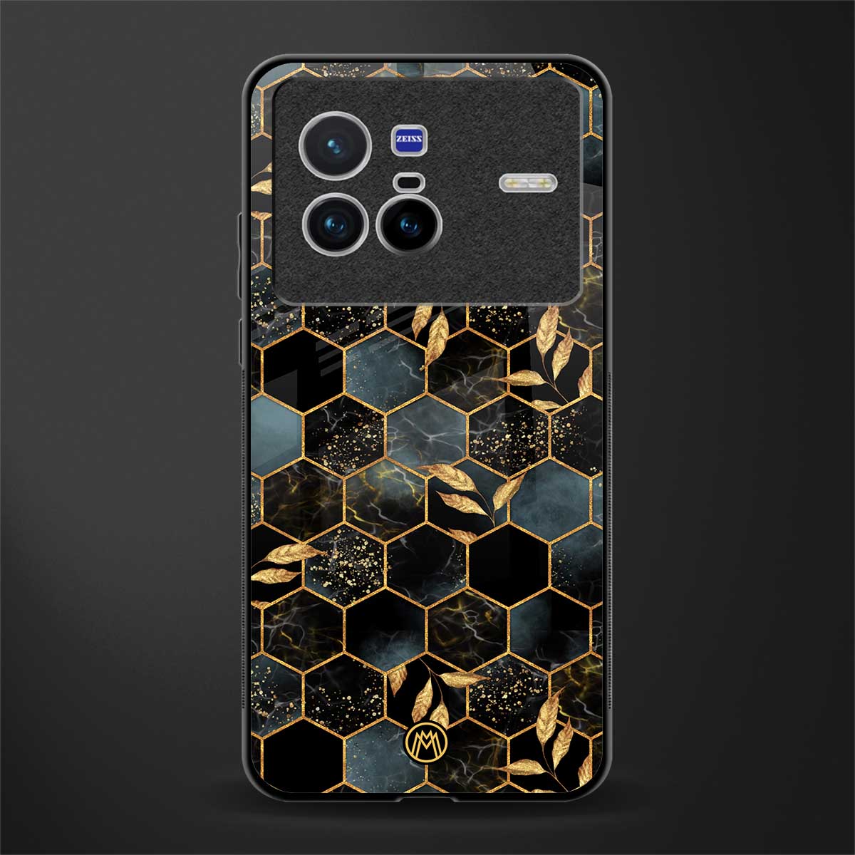 black blue tile marble glass case for vivo x80 image