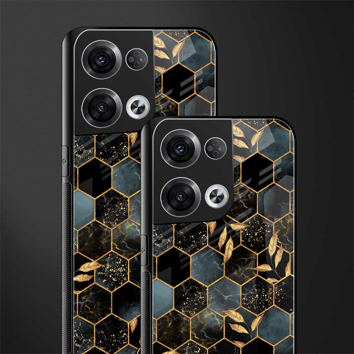 black blue tile marble back phone cover | glass case for oppo reno 8