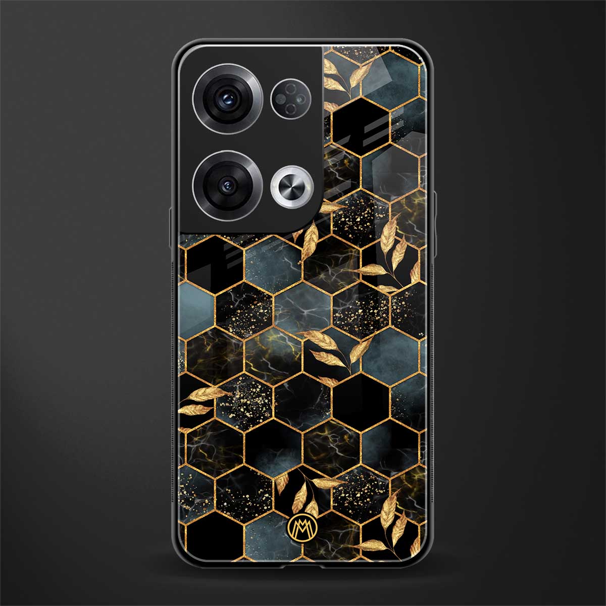 black blue tile marble back phone cover | glass case for oppo reno 8 pro