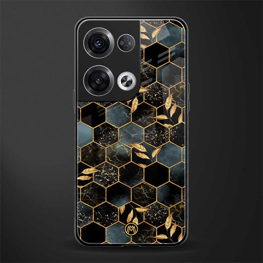 black blue tile marble back phone cover | glass case for oppo reno 8 pro