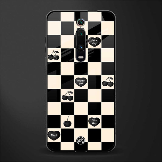 black cherries check pattern glass case for redmi k20 image
