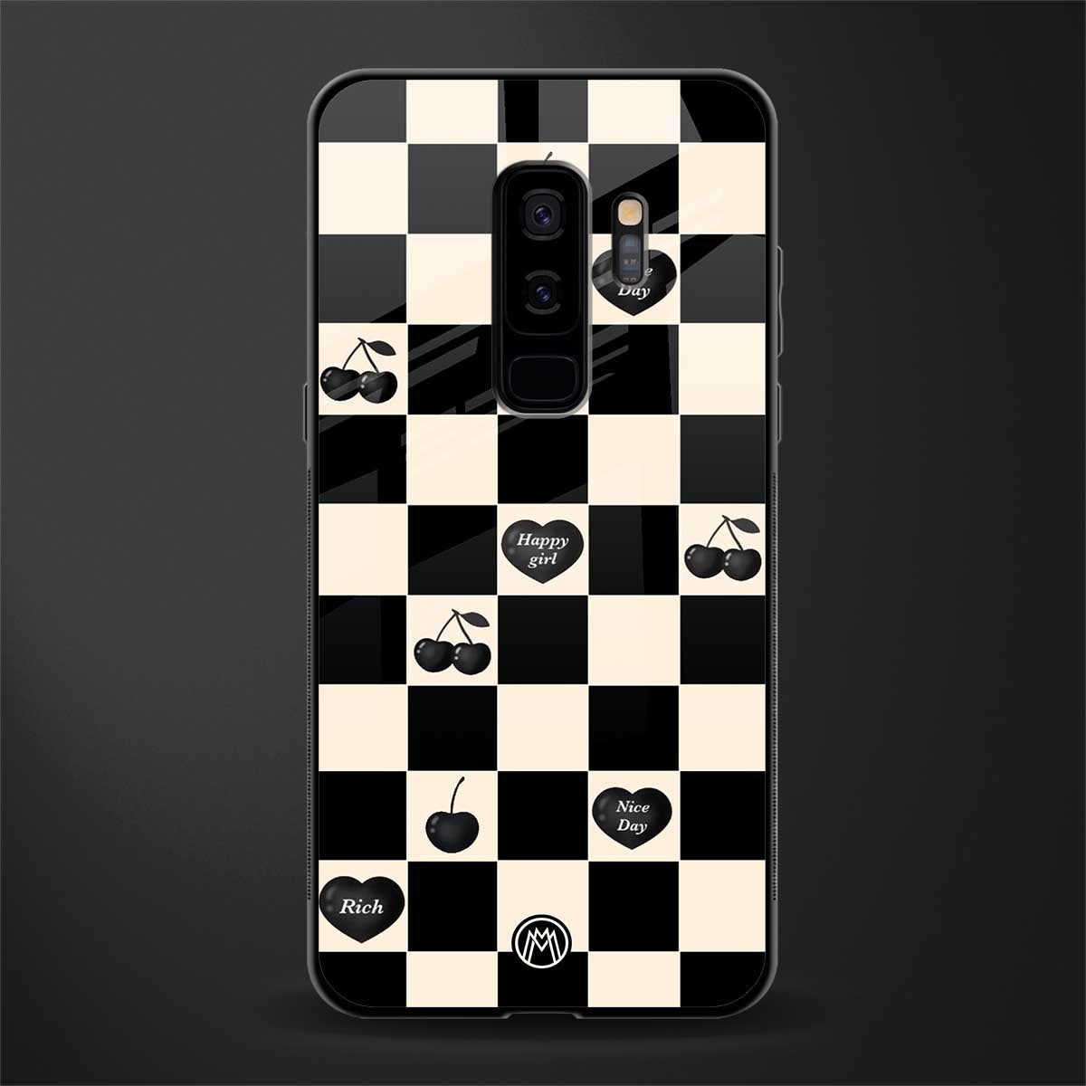 black cherries check pattern glass case for samsung galaxy s9 plus image