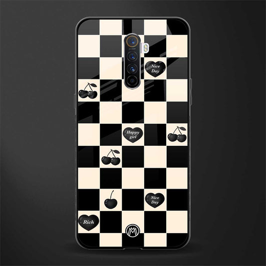 black cherries check pattern glass case for realme x2 pro image