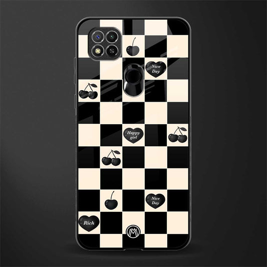 black cherries check pattern glass case for redmi 9 image