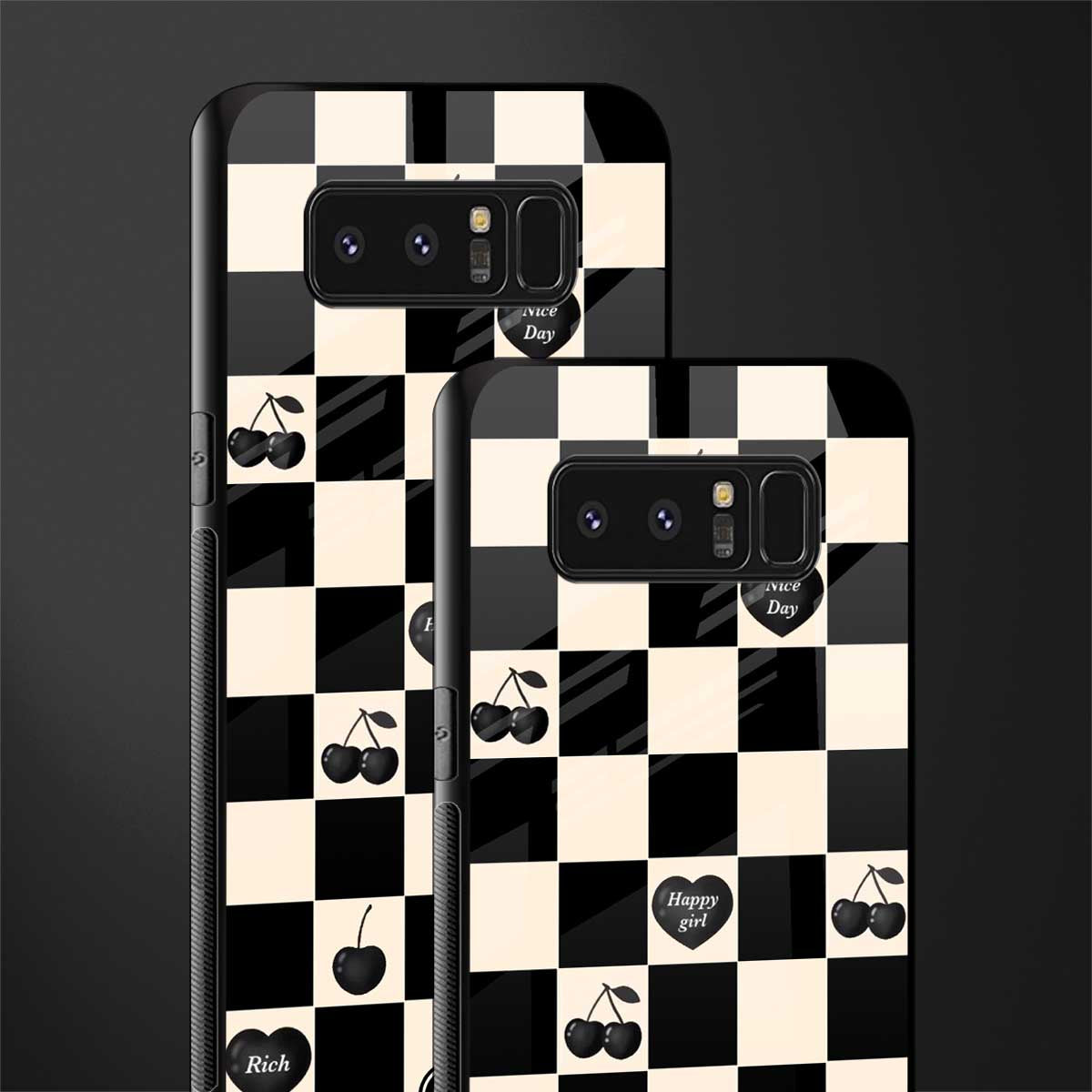 black cherries check pattern glass case for samsung galaxy note 8 image-2